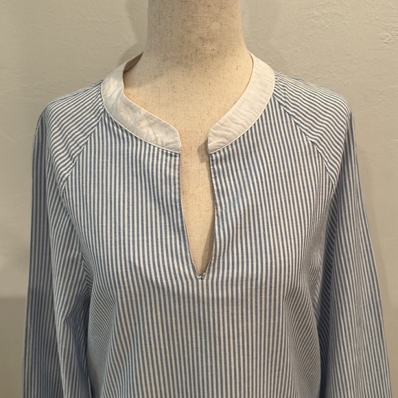 ENGLISH FACTORY BLUE WHITE STRIPED EMBROIDERED DETAILED BLOUSE SIZE SMALL - Picture 3 of 8
